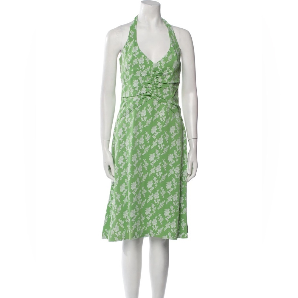 Chloe Vintage‎ Silk Dress vintage knee length dress halter top floral